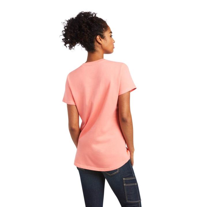 Ariat Rebar Baumwoll Strong V-Neck Top Summer Melon | uLlhoZn3