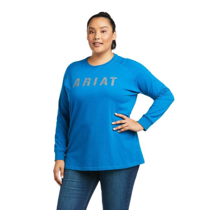 Ariat Rebar CottonStrong Block T-Shirt Blau | 3rhjGNDq