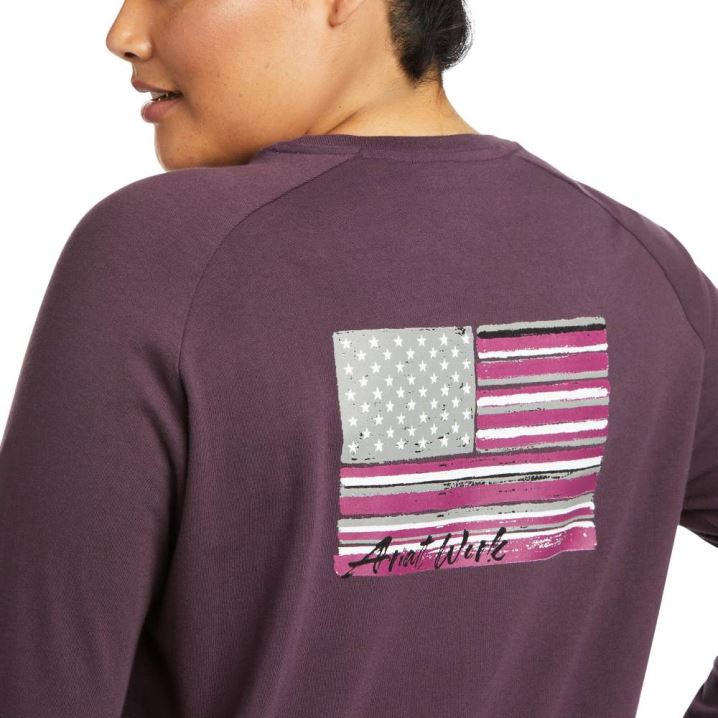 Ariat Rebar CottonStrong Brand Flag T-Shirt Lila | 3nIFFI3Q