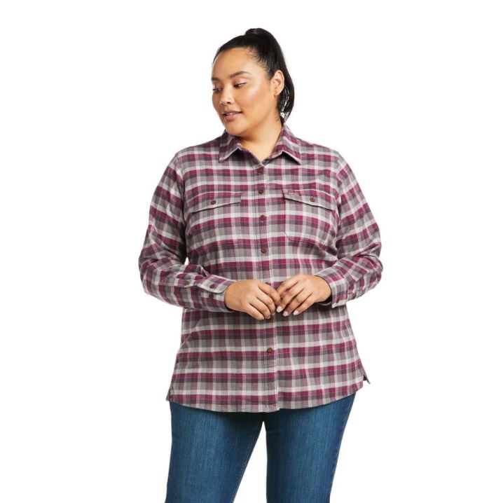 Ariat Rebar Flannel DuraStretch Arbeits Shirt Lila | 2G4mVhrV