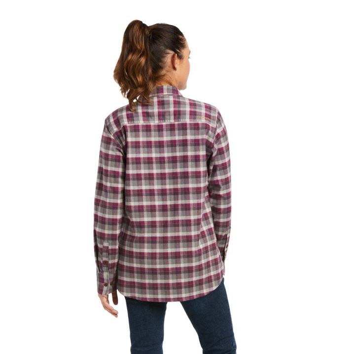 Ariat Rebar Flannel DuraStretch Arbeits Shirt Lila | 2G4mVhrV