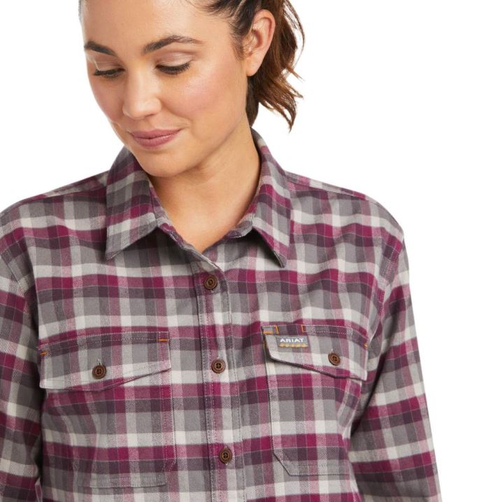 Ariat Rebar Flannel DuraStretch Arbeits Shirt Lila | 2G4mVhrV