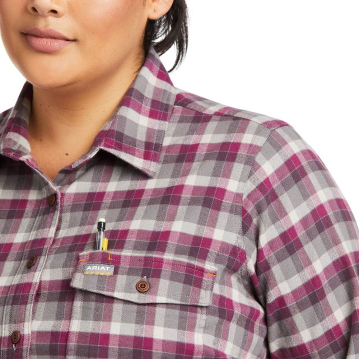 Ariat Rebar Flannel DuraStretch Arbeits Shirt Lila | 2G4mVhrV