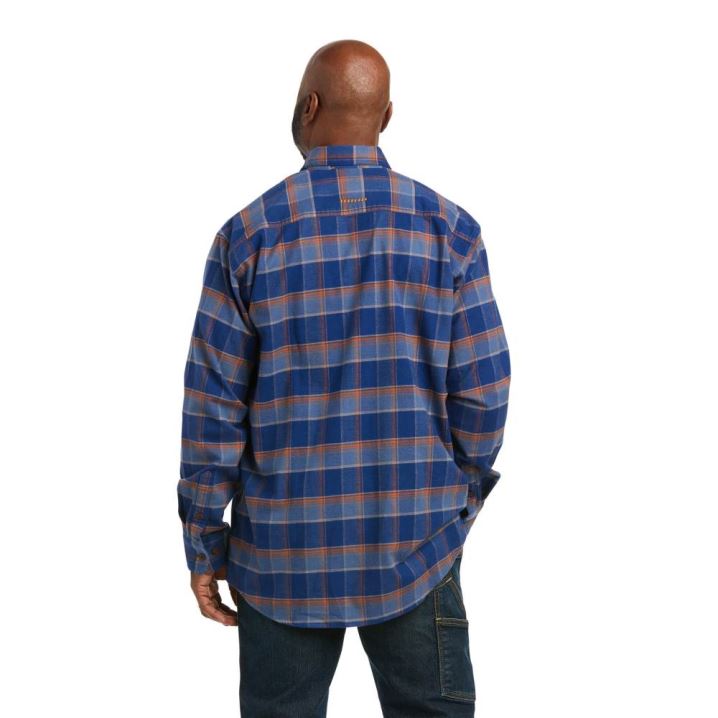 Ariat Rebar Flannel DuraStretch Arbeits Shirt Blau | PrlCyj4W