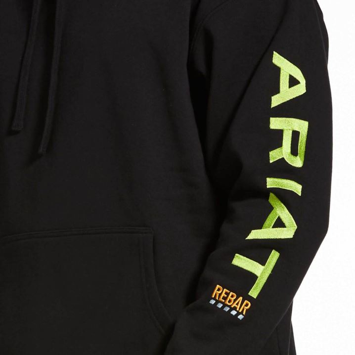 Ariat Rebar Graphic Hoodie Hellgrün Schwarz | FYArxYsl