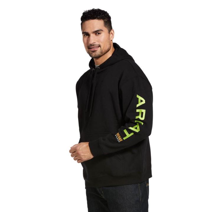 Ariat Rebar Graphic Hoodie Hellgrün Schwarz | FYArxYsl