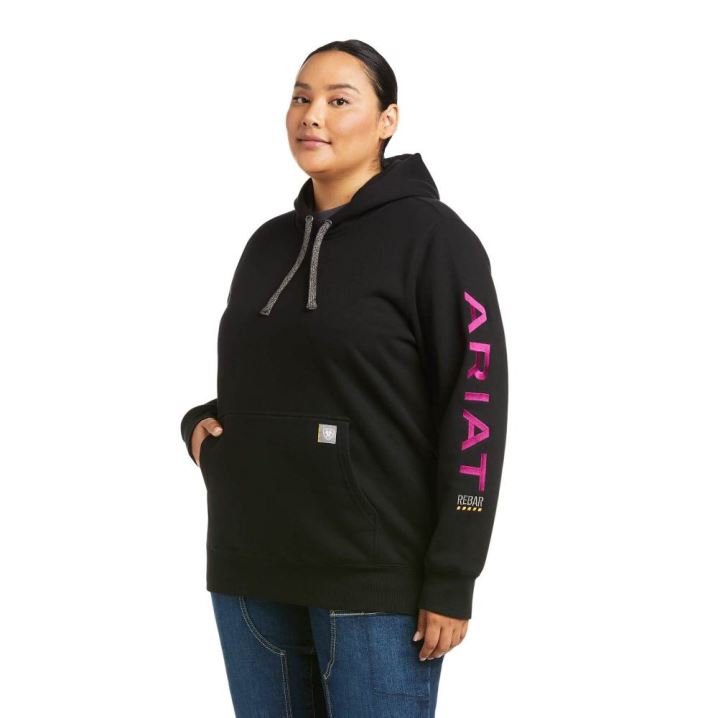 Ariat Rebar Graphic Hoodie Schwarz Lila | hckpnTQJ