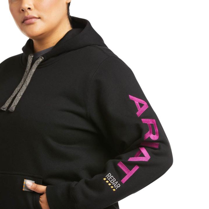 Ariat Rebar Graphic Hoodie Schwarz Lila | hckpnTQJ