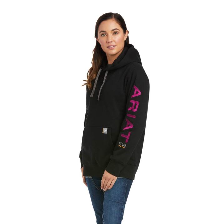 Ariat Rebar Graphic Hoodie Schwarz Lila | hckpnTQJ