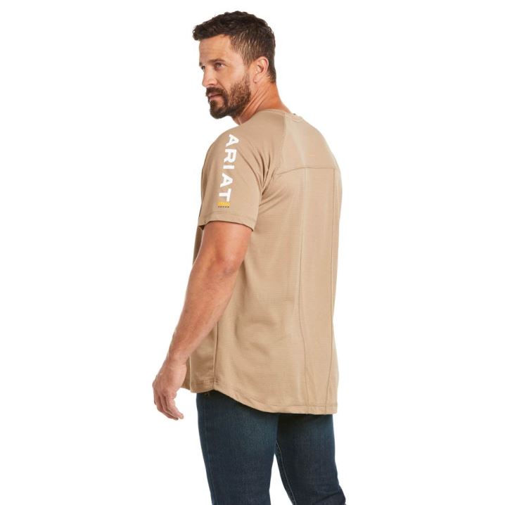 Ariat Rebar Heat Fighter T-Shirt Khaki | 7B0MoQXf