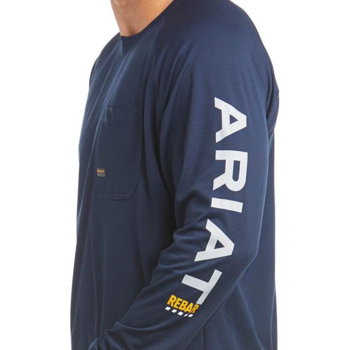 Ariat Rebar Heat Fighter T-Shirt Navy | v7ga3a0u