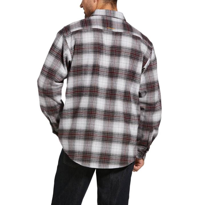 Ariat Rebar Heavyweight Flannel Shirt Grau | 4QLtXEzX