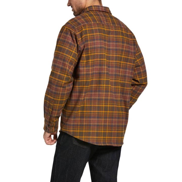 Ariat Rebar Heavyweight Flannel Shirt Wren Plaid | x50jy4FC