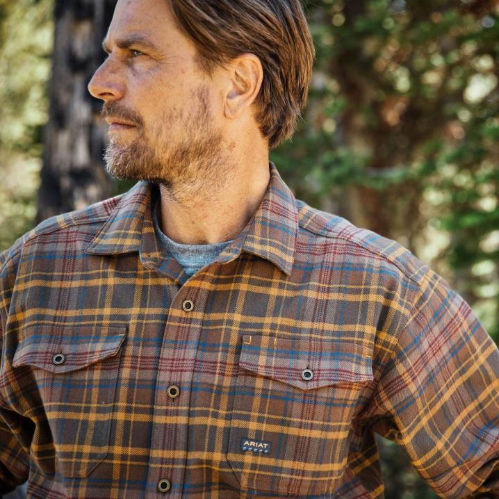 Ariat Rebar Heavyweight Flannel Shirt Wren Plaid | x50jy4FC