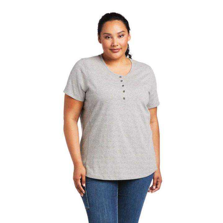 Ariat Rebar Henley T-Shirt Grau | BpklQRIz