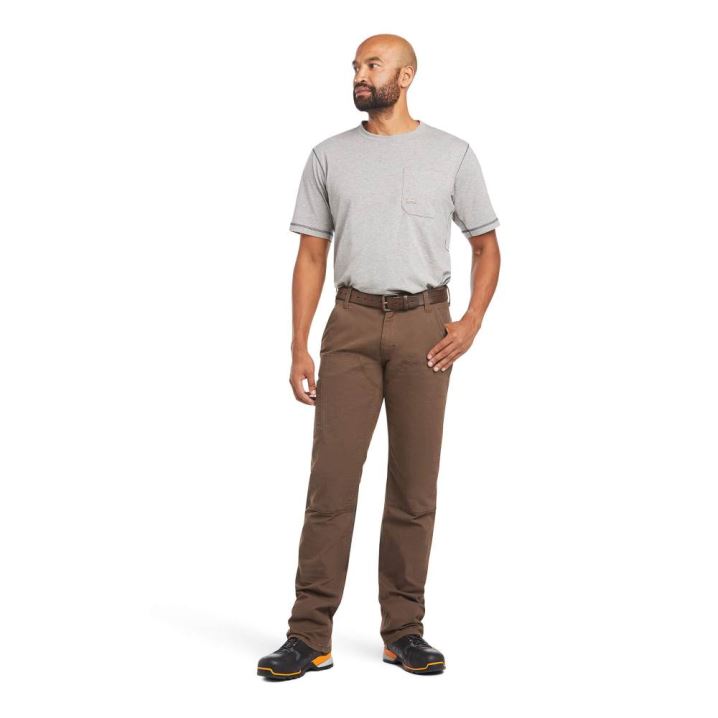 Ariat Rebar M4 Relaxed DuraStretch Made Tough Double Front Stackable Straight Leg Pant Wren | JiNG8QR3