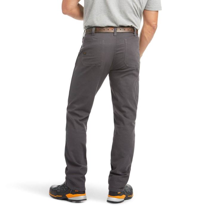 Ariat Rebar M4 Relaxed DuraStretch Made Tough Double Front Stackable Straight Leg Pant Grau | MMLy7yMn