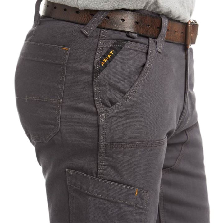 Ariat Rebar M4 Relaxed DuraStretch Made Tough Double Front Stackable Straight Leg Pant Grau | MMLy7yMn