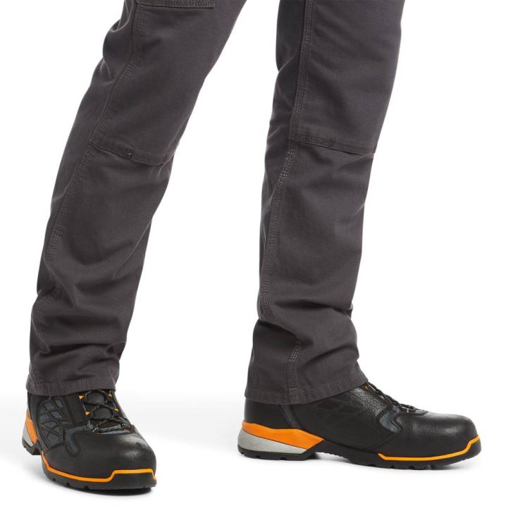 Ariat Rebar M4 Relaxed DuraStretch Made Tough Double Front Stackable Straight Leg Pant Grau | MMLy7yMn