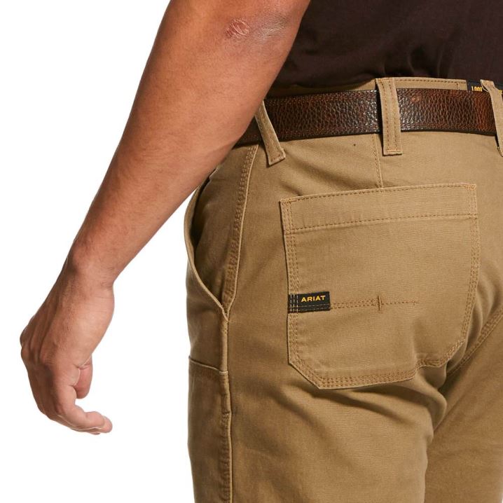 Ariat Rebar M4 Relaxed DuraStretch Made Tough Double Front Stackable Straight Leg Pant Khaki | VbBZAxdz