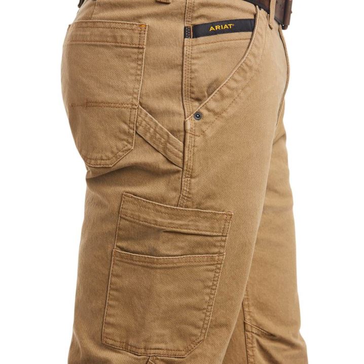 Ariat Rebar M4 Relaxed DuraStretch Washed Twill Dungaree Boot Cut Pant Khaki | TNP1Msby