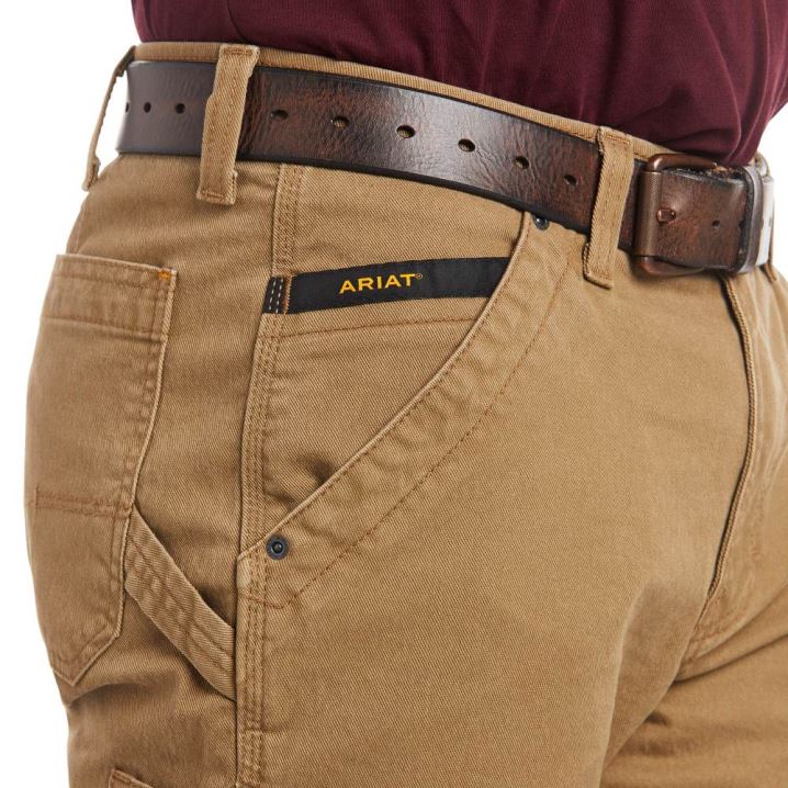 Ariat Rebar M4 Relaxed DuraStretch Washed Twill Dungaree Boot Cut Pant Khaki | TNP1Msby