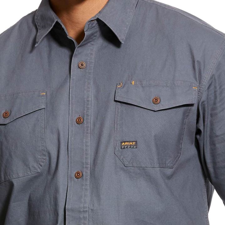 Ariat Rebar Made Tough DuraStretch Arbeits Shirt Steel | 5T9dUBsO