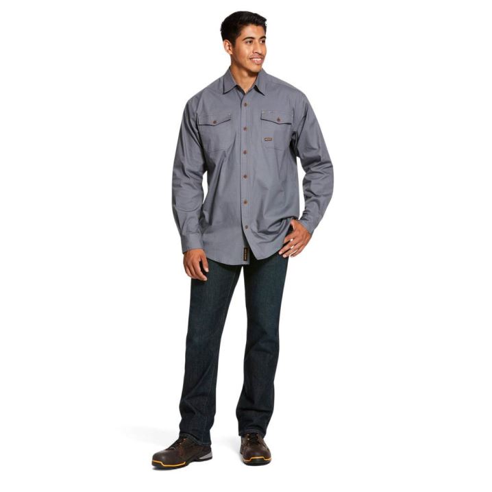 Ariat Rebar Made Tough DuraStretch Arbeits Shirt Steel | 5iYzrhBR