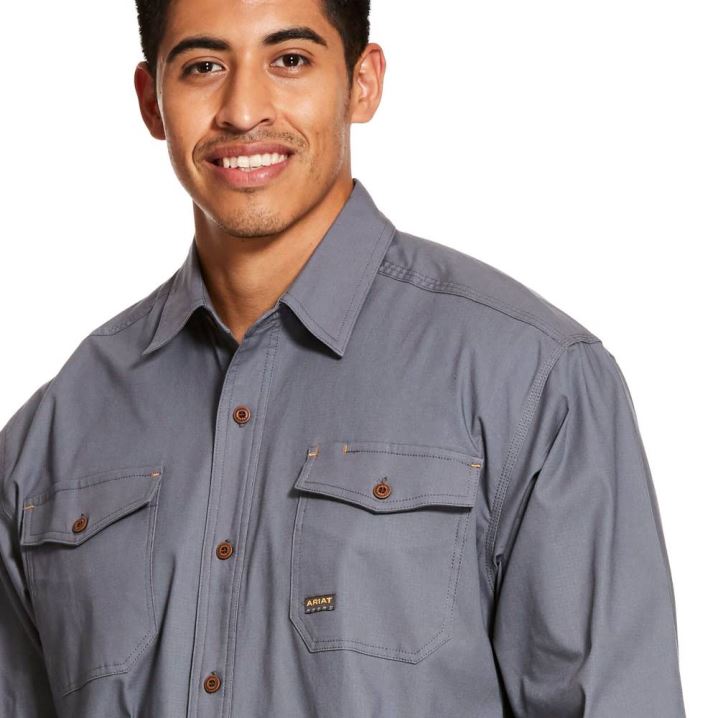 Ariat Rebar Made Tough DuraStretch Arbeits Shirt Steel | 5iYzrhBR