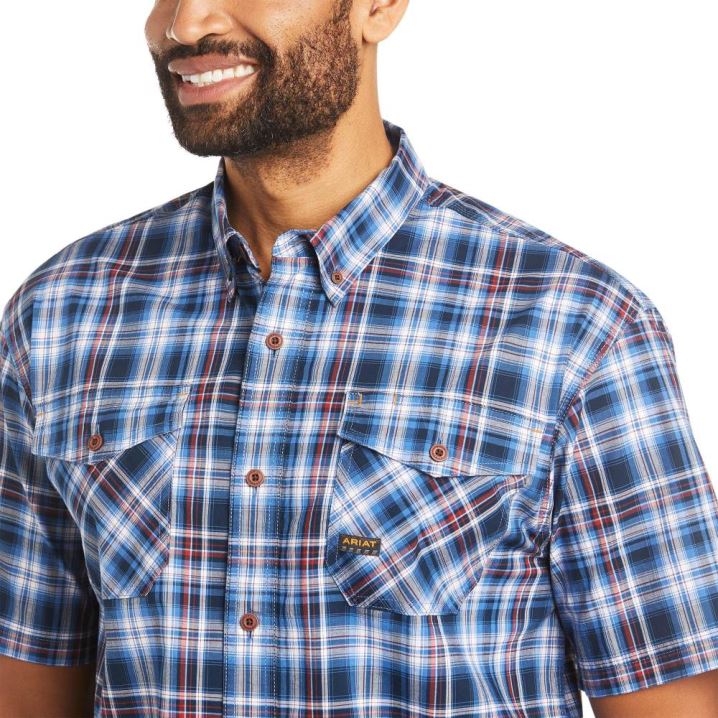 Ariat Rebar Made Tough DuraStretch Arbeits Shirt Cobalt Plaid | MeBkmjLx