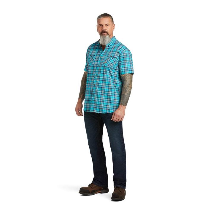 Ariat Rebar Made Tough DuraStretch Arbeits Shirt Pfauen | jmRaqZN1