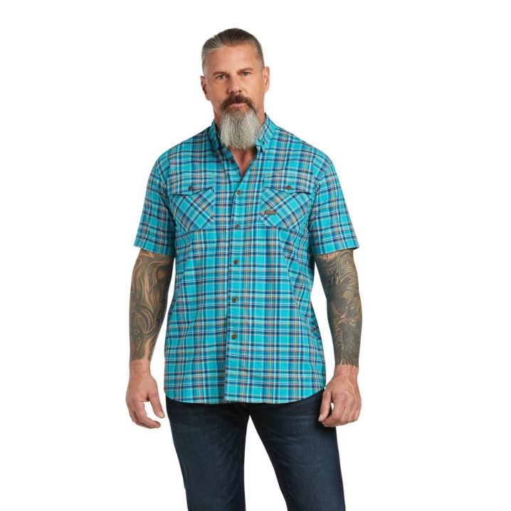 Ariat Rebar Made Tough DuraStretch Arbeits Shirt Pfauen | jmRaqZN1