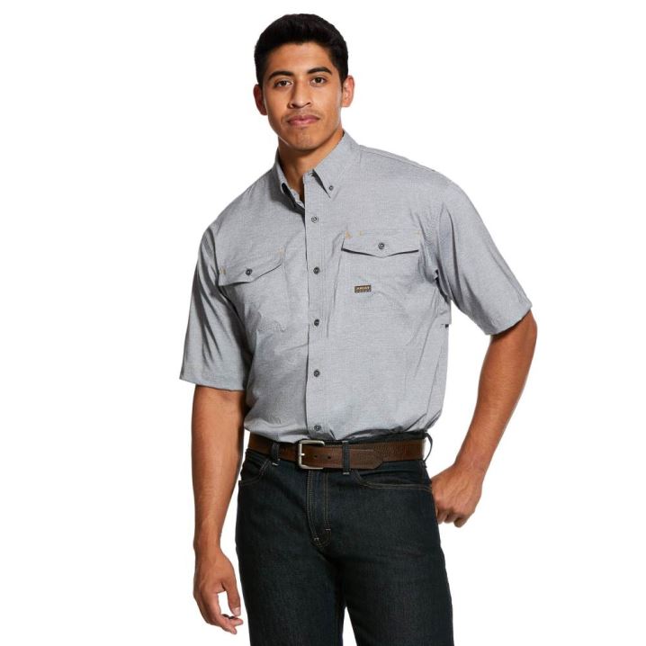 Ariat Rebar Made Tough VentTEK DuraStretch Arbeits Shirt Grau | 4ZifCK9y