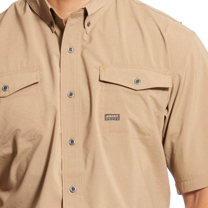 Ariat Rebar Made Tough VentTEK DuraStretch Arbeits Shirt Khaki | LCsv3my7