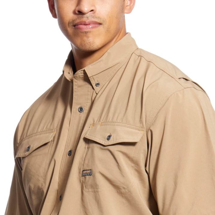 Ariat Rebar Made Tough VentTEK DuraStretch Arbeits Shirt Khaki | LCsv3my7