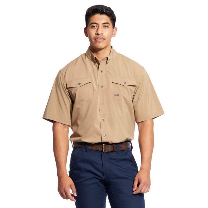 Ariat Rebar Made Tough VentTEK DuraStretch Arbeits Shirt Khaki | LCsv3my7