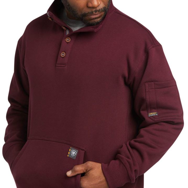 Ariat Rebar Overtime Fleece Pullover Malbec | JBdX52RI