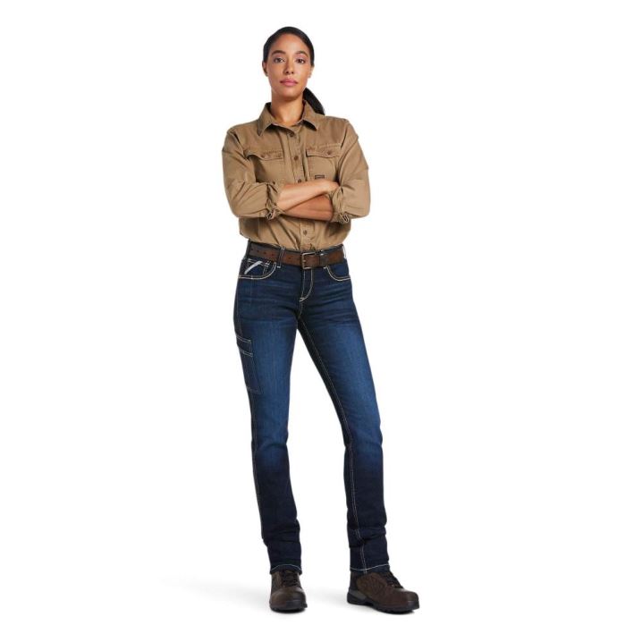 Ariat Rebar Perfect Rise Arbeits Flex Riveter Slim Leg Jean Frances | LuclytlE