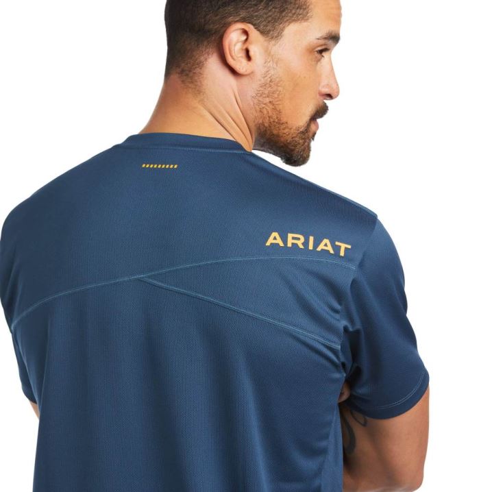 Ariat Rebar Polartec Elite All Season T-Shirt Blau Tiefesgrün | GhxpER1x