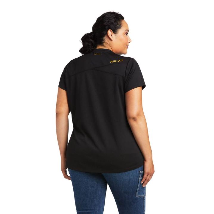 Ariat Rebar Polartec Elite All Season T-Shirt Schwarz | ZFBVj9Kh