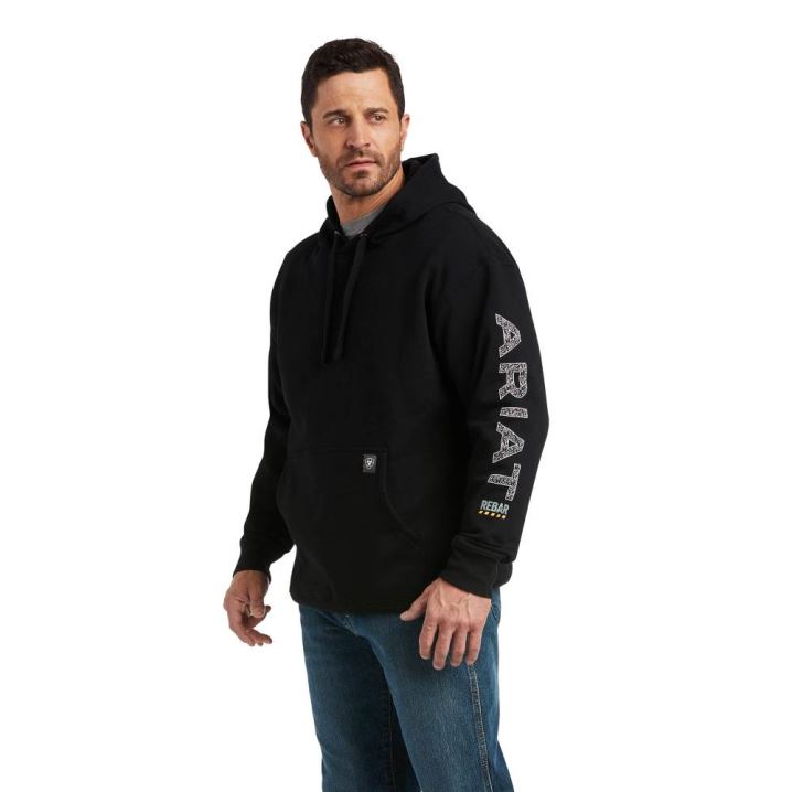 Ariat Rebar Roughneck Pullover Hoodie Schwarz | n2etyiNU