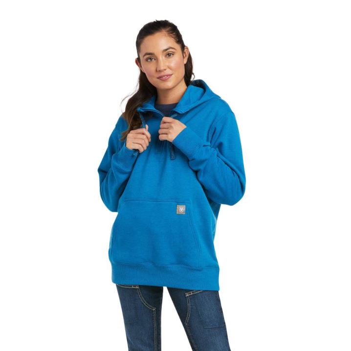 Ariat Rebar Skill Set 1/2 Zip Hoodie Blau | b97aygMK