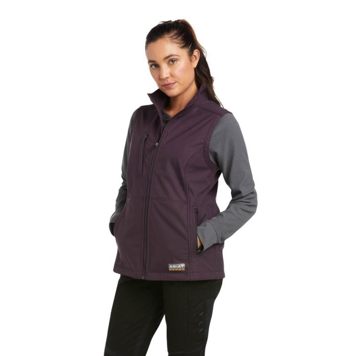 Ariat Rebar Stretch Canvas Softshell Vest Lila | 8Xvtl8Jq