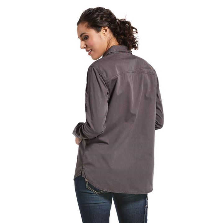 Ariat Rebar Washed Twill Arbeits Shirt Grau | eZuwwKbe