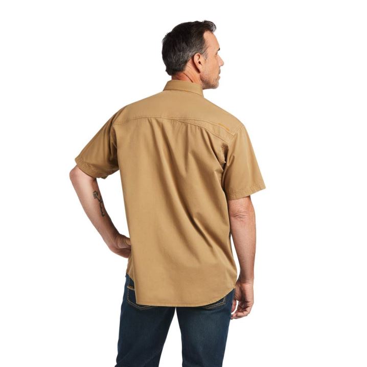 Ariat Rebar Washed Twill Arbeits Shirt Khaki | gQIYkYuU