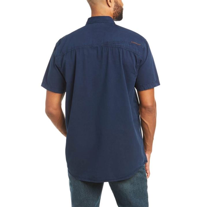 Ariat Rebar Washed Twill Arbeits Shirt Navy | cBjXngo4