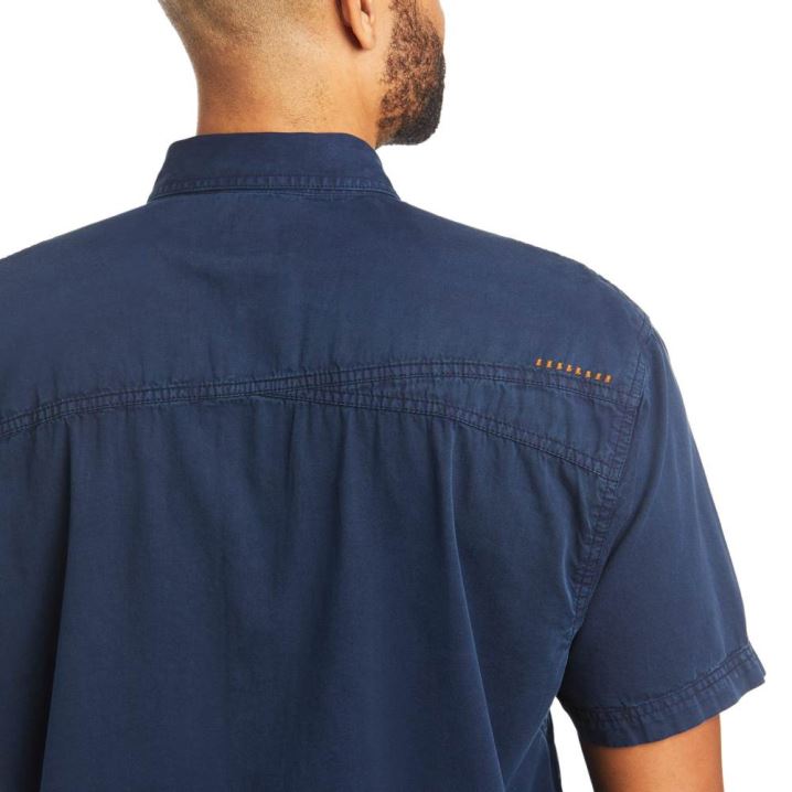 Ariat Rebar Washed Twill Arbeits Shirt Navy | cBjXngo4