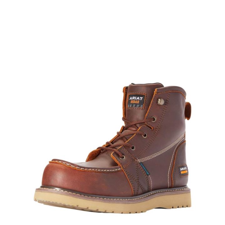 Ariat Rebar Wedge Moc Kappe 6" Wasserdichte Composite Kappe Arbeits Boot Kupfer | TWA2qZks