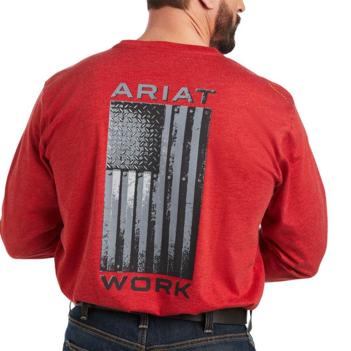 Ariat Rebar Workman Alloy Flag Graphic T-Shirt Rot | Nt9MG0Cj