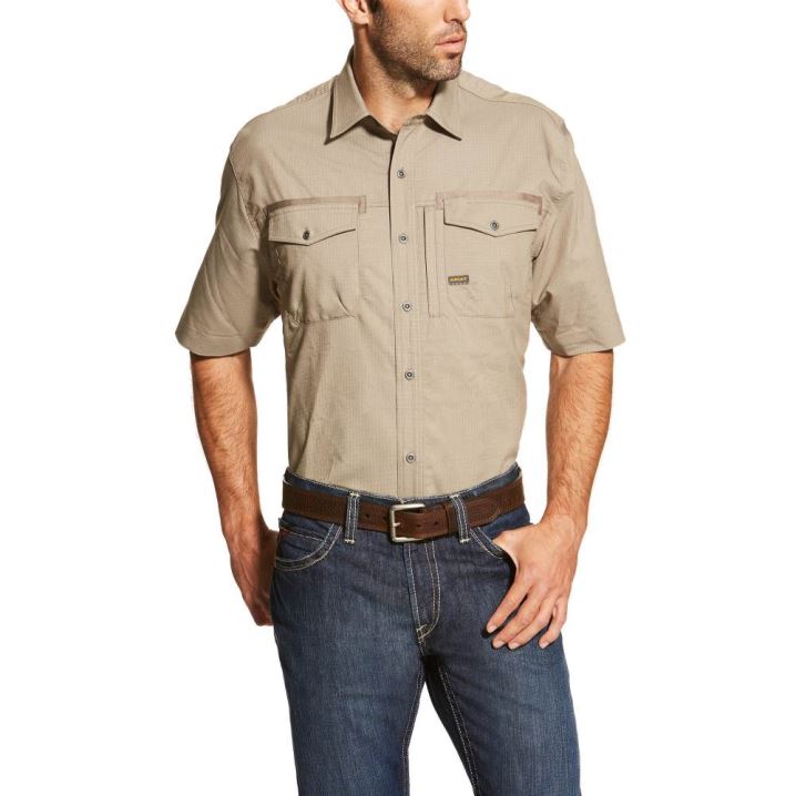 Ariat Rebar Workman Arbeits Shirt Brindle | 3EUWGOhy